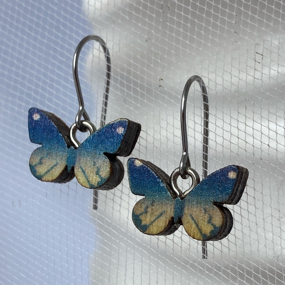 PETITE Wooden Butterfly Earrings - Picture 9 of 10